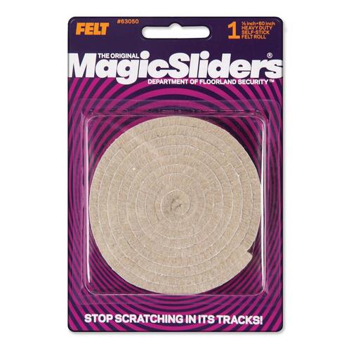 Magic Sliders 63050 Heavy Duty Roll Felt Self Adhesive Oatmeal Rectangle 60" W X 1/2" L Oatmeal