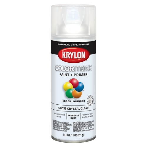 Paint + Primer Spray Paint ColorMaxx Gloss Crystal Clear 12 oz Crystal Clear