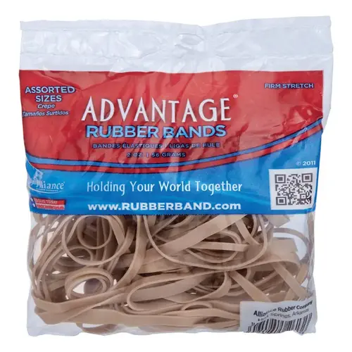 Alliance 2613A Rubber Bands Advantage Assorted Sizes 2 oz Tan