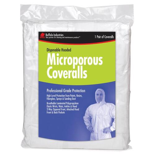 BUFFALO 1006368 Coveralls with Hood Unisex Polypropylene White XXL White