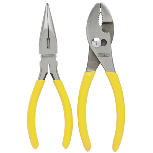 Plier Set, 2-Piece, Steel, Specifications: Ergonomic Handle Pair Yellow