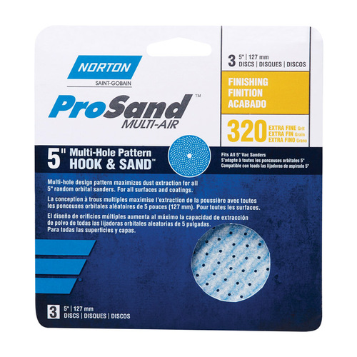 Sanding Disc ProSand Multi-Air Cyclonic 5" Ceramic Alumina Hook and Loop 320 Grit Extra Fi