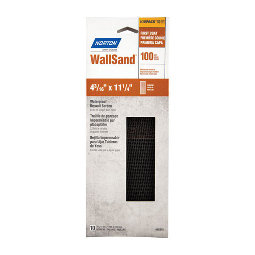 WallSand 2302 Sandscreen, 11-1/4 in L, 4-3/16 in W, 100 Grit, Medium, Silicon Carbide Abrasive - pack of 10