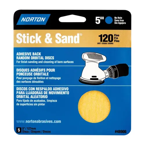 Sanding Disc Stick & Sand 5" Aluminum Oxide Adhesive A290 120 Grit Medium