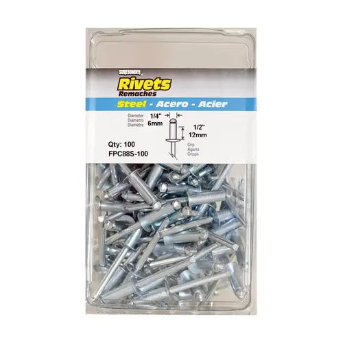 Surebonder FPC88S-100 Rivets 1/4" D X 1/2" Steel Silver Silver
