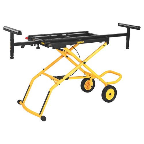 Rolling Miter Saw Stand, 300 lb, 98 in W Stand, 32-1/2 in H Stand, Steel, Black/Yellow