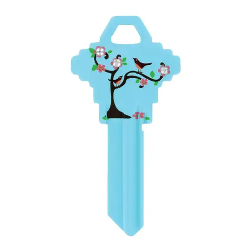 Universal Key Blank DIVA Tree & Birds House/Office Single Blue - pack of 6