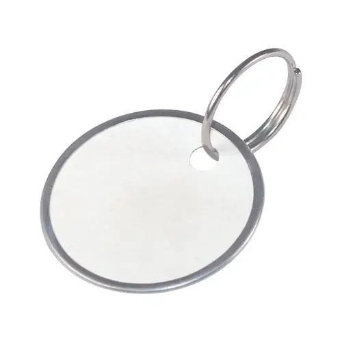 Key Ring 1-1/4" D Metal White Labeling/ID White