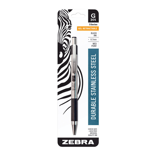Zebra 41311 Gel Pen G-301 Black Retractable