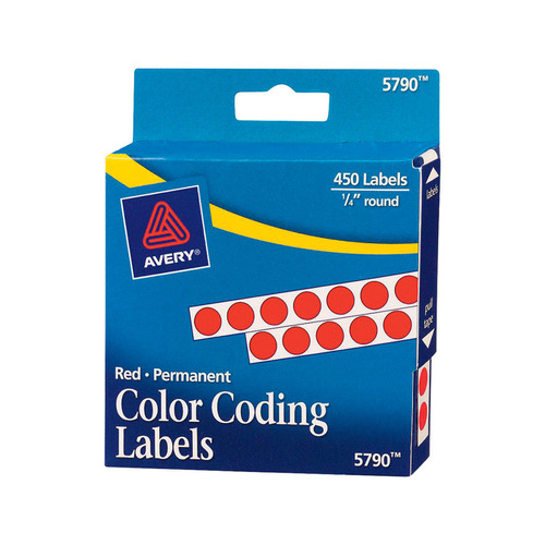 Color Coding Label 1/4" H X 1/4" W Round Red Red