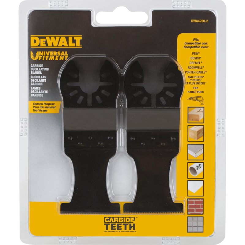 DEWALT DWA4250-2 Oscillating Blade Universal Fitment 1-3/8" Carbide General Purpose Pair