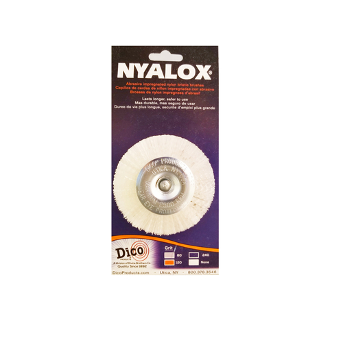 Wheel Brush Nyalox 4" Fine Crimped Mandrel Mounted Nylon 2500 rpm