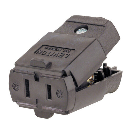 Leviton 00102-00P Connector Commercial and Residential Thermoplastic Ground/Straight Blade 1-15R 20-16 AWG 2 P Brown