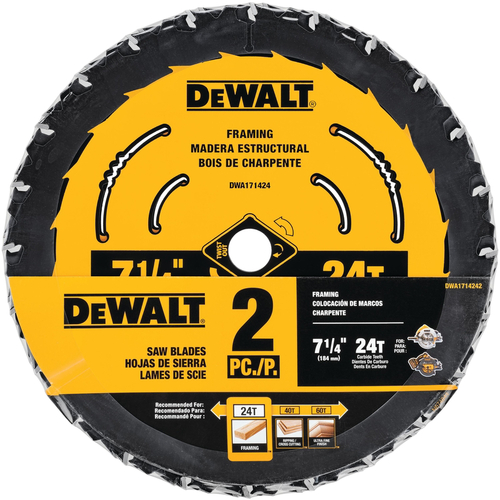 DEWALT 2001738 Circular Saw Blade Set 7-1/4" D X 5/8" Tungsten Carbide Tipped 24 teeth Pair