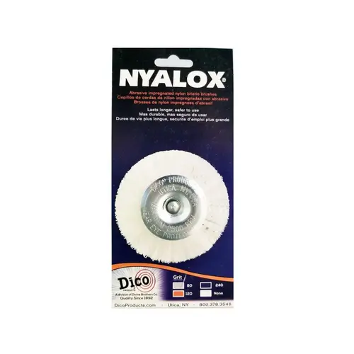 Dico 7200091 Wheel Brush Nyalox 3" Fine Crimped Mandrel Mounted Nylon 2500 rpm