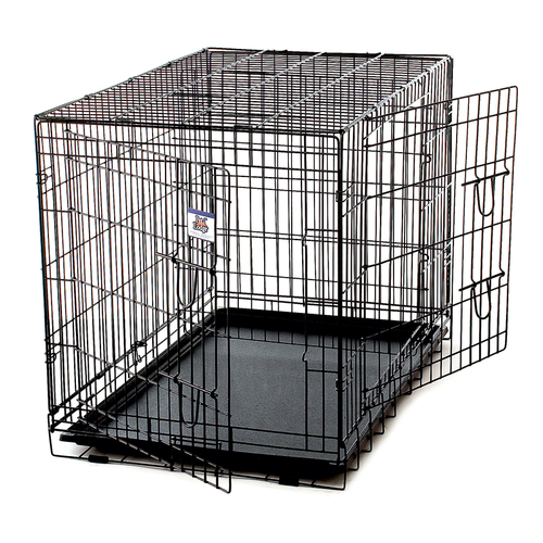 Pet Lodge WCXLG Double Door Dog Crate Extra Large Metal Black 30" H X 27" W X 42" D Black