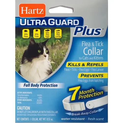 Hartz 32700942687 Ultra Guard Plus Water Resistant Flea & Tick Collar For Cats & Kittens