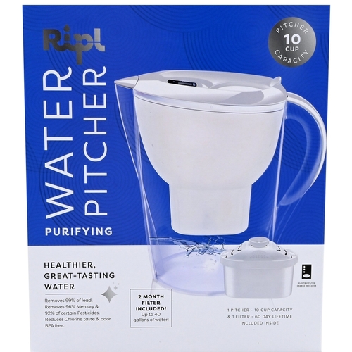 Ripl 55388 Water Filter Pitcher 10 cups Clear Clear