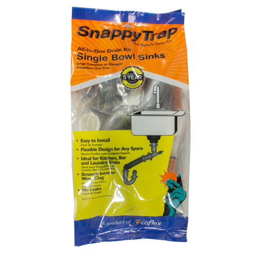 Snappy Trap DK-100-AH Single Sink Drain Kit 1-1/2" D PVC Silver