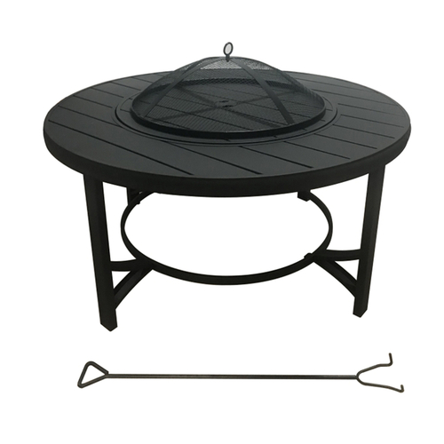 Living Accents SRFP11953B Fire Table 36" W Steel Round Wood