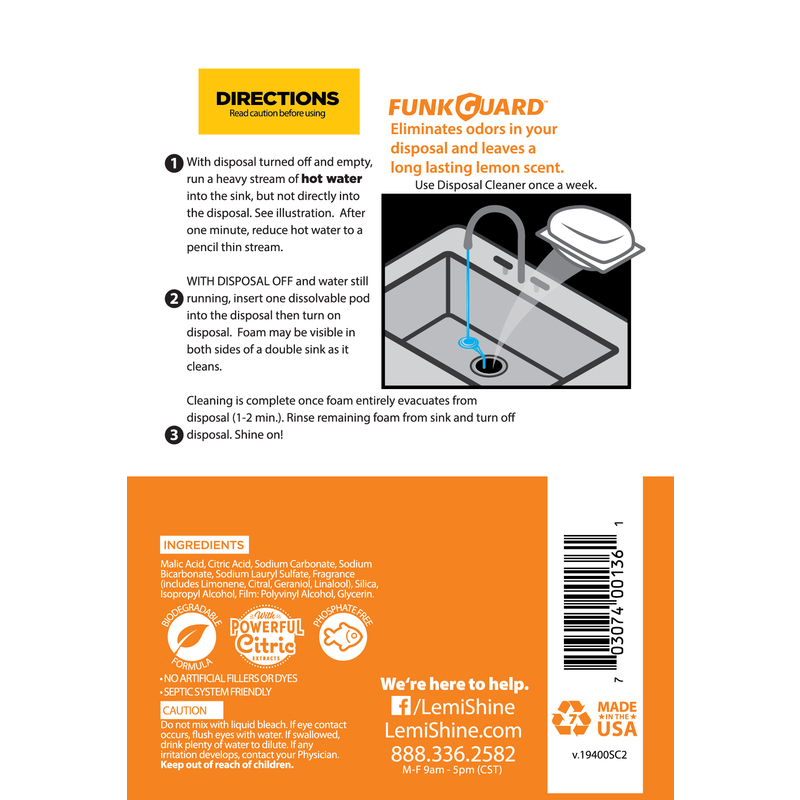 Lemi Shine 030212010-XCP10 Garbage Disposal Cleaner Lemon