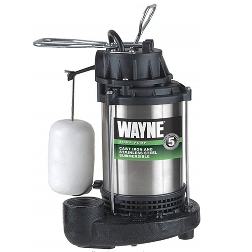 Wayne CDU800SS Submersible Sump Pump 1/2 HP 5100 gph Stainless Steel Vertical Float Switch AC Top Suction