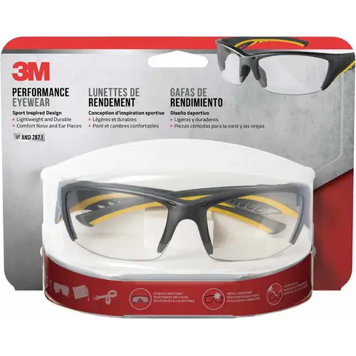 Safety Eyewear, Anti-Fog, Scratch-Resistant Lens, Plastic Frame, Gray/Yellow Frame, UV Protection: Yes