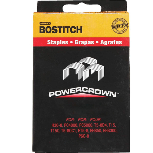 Bostitch STCR50191/4-6M PowerCrown Crown Staple, 7/16 in W Crown, 1/4 in L Leg - pack of 6000