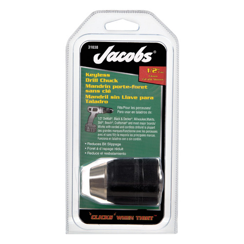 Jacobs 31038 Drill Chuck 1/2" in. Keyless 1/2" 3-Flat Shank