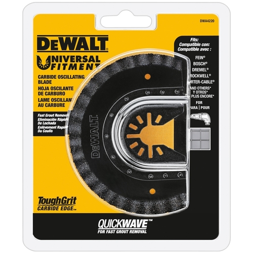 Oscillating Grout Removal Blade Universal Fitment Carbide Grit Fast Cut Semi-Circle Black