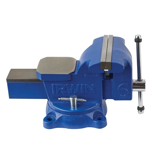 Workshop Bench Vise 6" Steel Swivel Base Blue