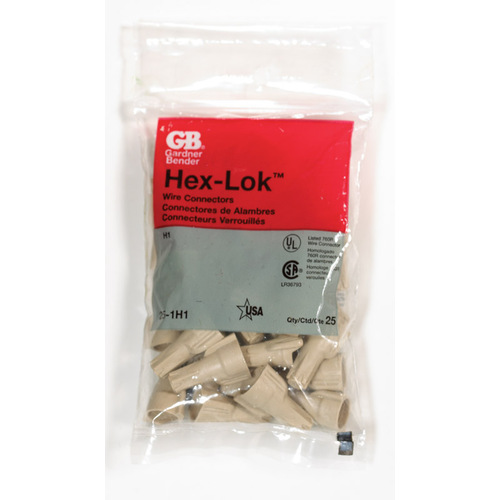 Wire Connector Hex-Lok 22-8 Ga. Copper Tan Tan