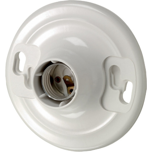 Keyless Socket Plastic Incandescent Medium Base White