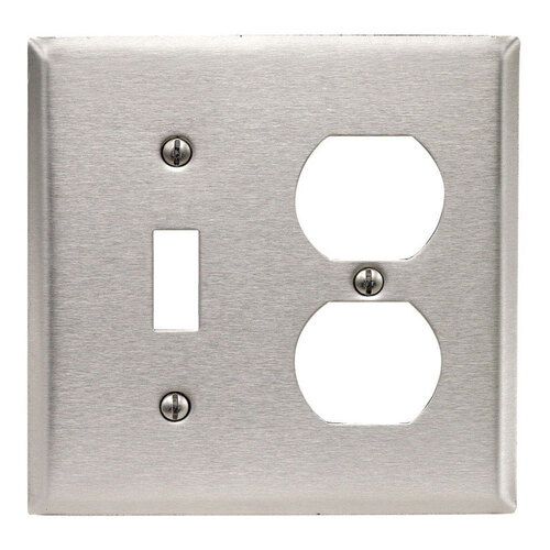 Wall Plate Silver 2 gang Stainless Steel Duplex/Toggle Silver