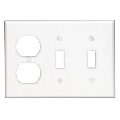 Wall Plate White 3 gang Thermoset Plastic Duplex/Toggle White