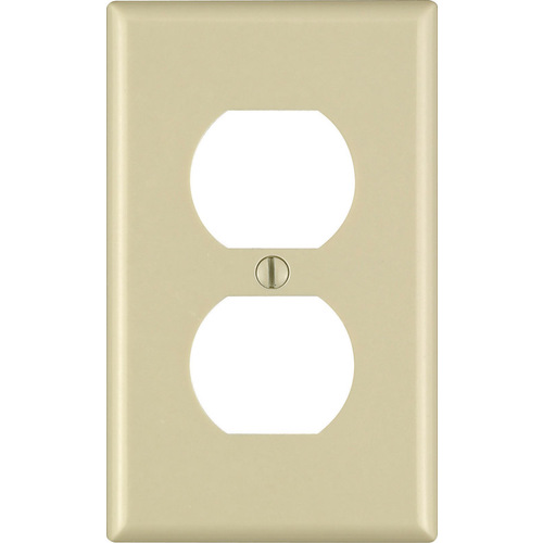 Wall Plate Ivory 1 gang Thermoset Plastic Duplex Outlet Ivory