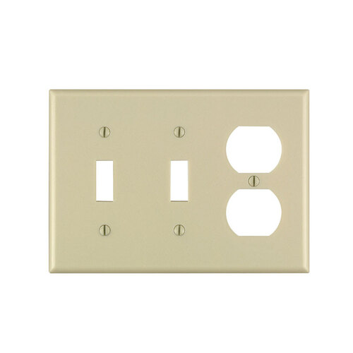 Wall Plate Ivory 3 gang Thermoset Plastic Duplex/Toggle Ivory