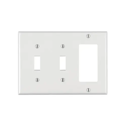 Leviton 80421-00W Wall Plate White 3 gang Thermoset Plastic GFCI/Rocker/Toggle White