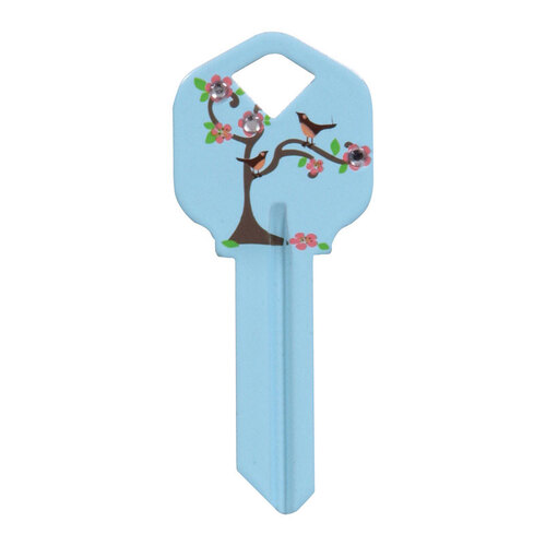 Universal Key Blank DIVA Tree & Birds House/Office Single Blue