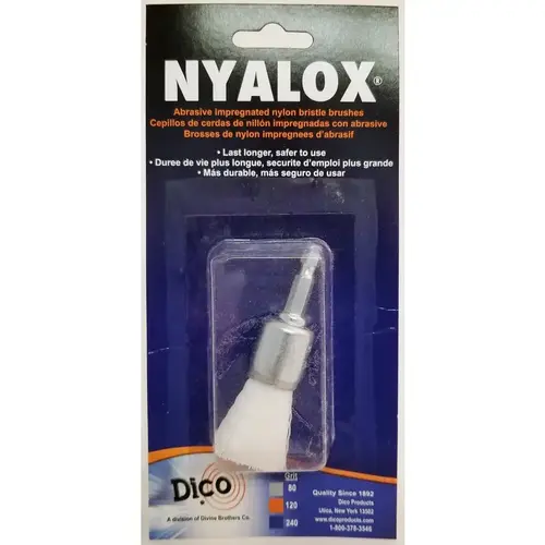 Dico 7200085 End Brush Nyalox 3/4" D X 1/4" S X 1/4" D Crimped Nylon Mandrel Mounted 4500 rpm
