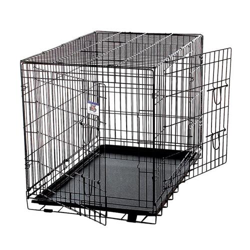 Double Door Dog Crate Large Metal Black 27" H X 24" W X 36" D Black