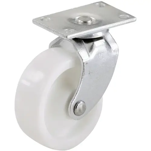 Swivel Caster, 1-1/4 in Dia Wheel, 1-3/16 in W Wheel, Plastic Wheel, White, 40 lb - pack of 24