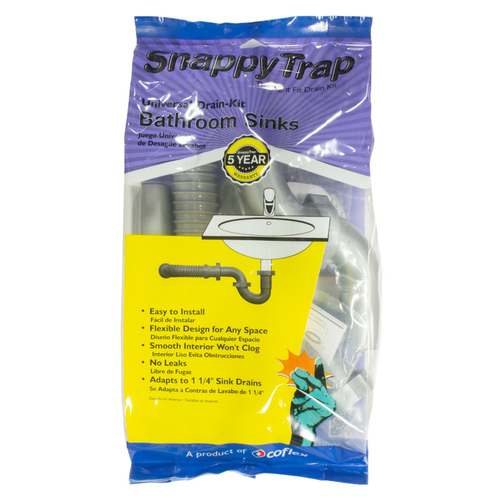 Snappy Trap DK-105-AH Single Sink Drain Kit Universal 1-1/2" or 1-1/4" D PVC Gray