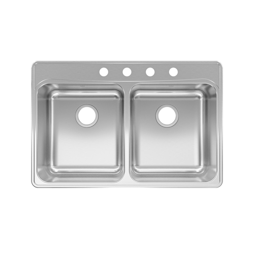 Franke FCDLA3322-8-4CB Kitchen Sink Stainless Steel Top Mount 33" W X 22" L Double Bowl Silver Silver