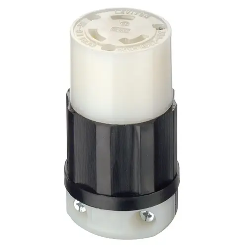 Locking Connector Industrial Nylon Grounding L6-30R 16-8 AWG 2 Pole 3 Wire Bagged Black/White