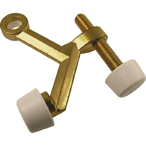 Hinge Pin Door Stop 2" W X 1-1/2" L Zinc Polished Brass Mounts to door Polished Brass