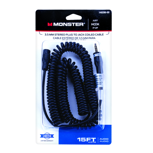 Monster 140286-00 Stereo Jack Cable Just Hook It Up Black