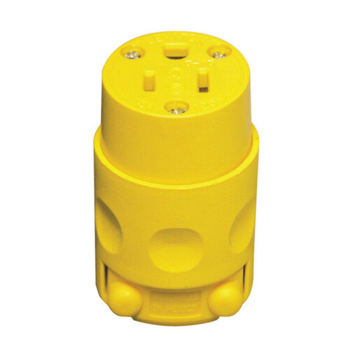 Connector Residential PVC Ground/Straight Blade 5-15R 2 Pole 3 Wire Carded Yellow