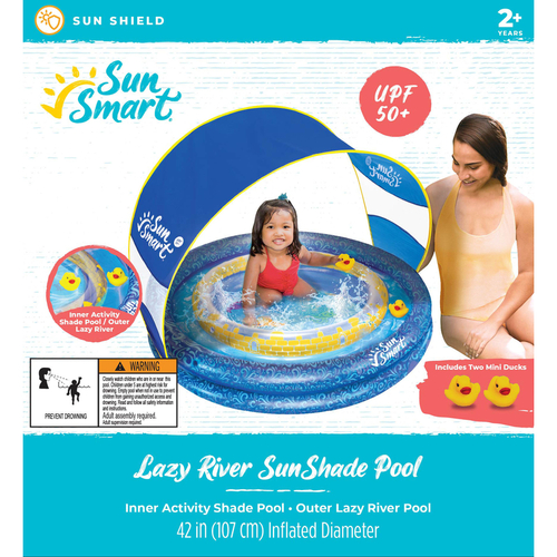 Sun Smart SNP15225BL Inflatable Pool 10 gal Round Plastic 6" H X 43" D Multicolored