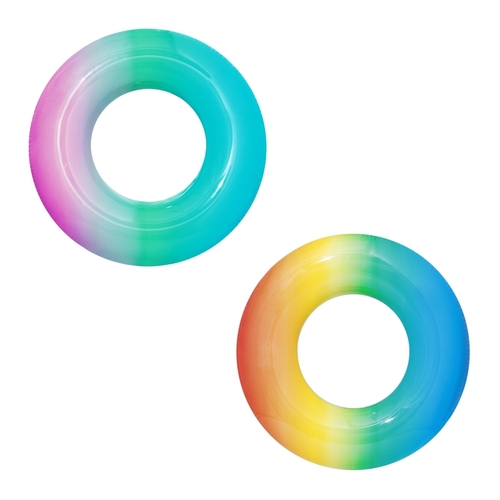 Floating Tube H2OGO! Multicolored Vinyl Inflatable Rainbow Swim Ring Multicolored